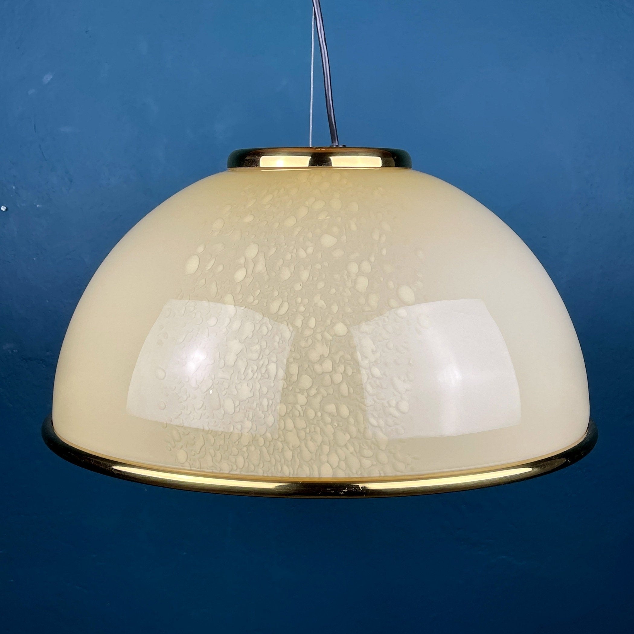 Vintage F.Fabbian Murano Glass Pendant Lamp: Beige Mid-Century Lighting