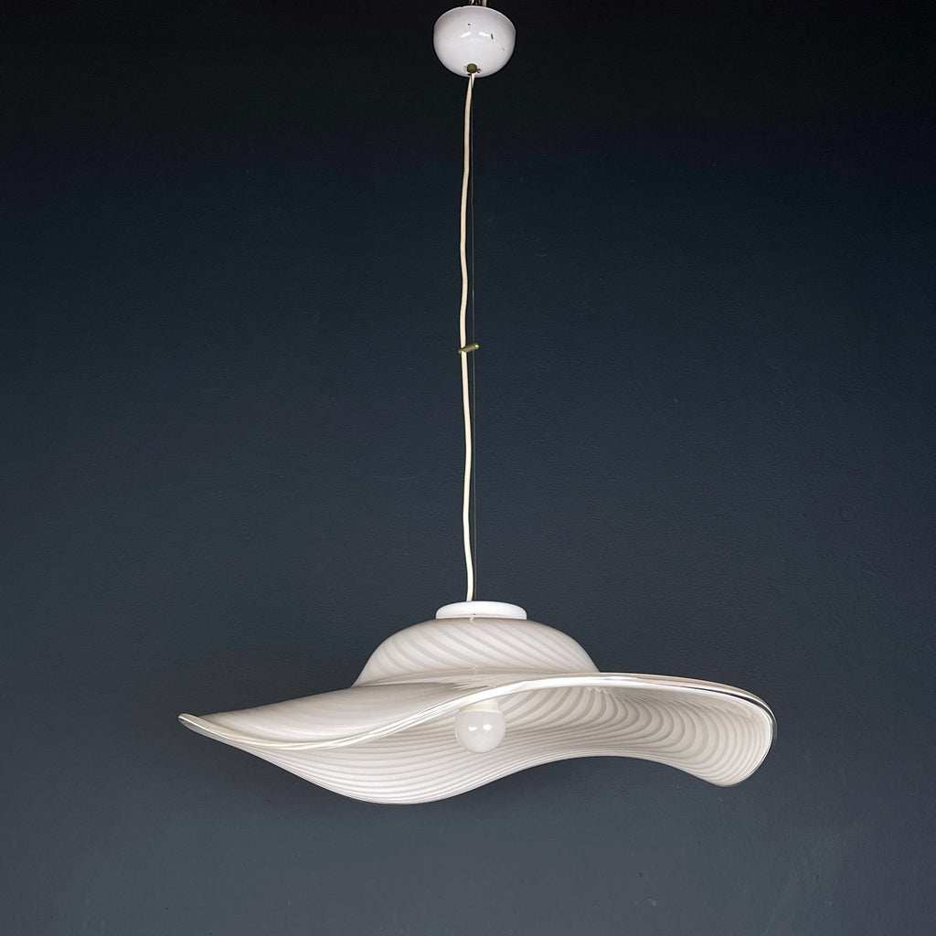 Vintage Swirl Murano Glass Chandelier - Italian Mid-Century Lighting