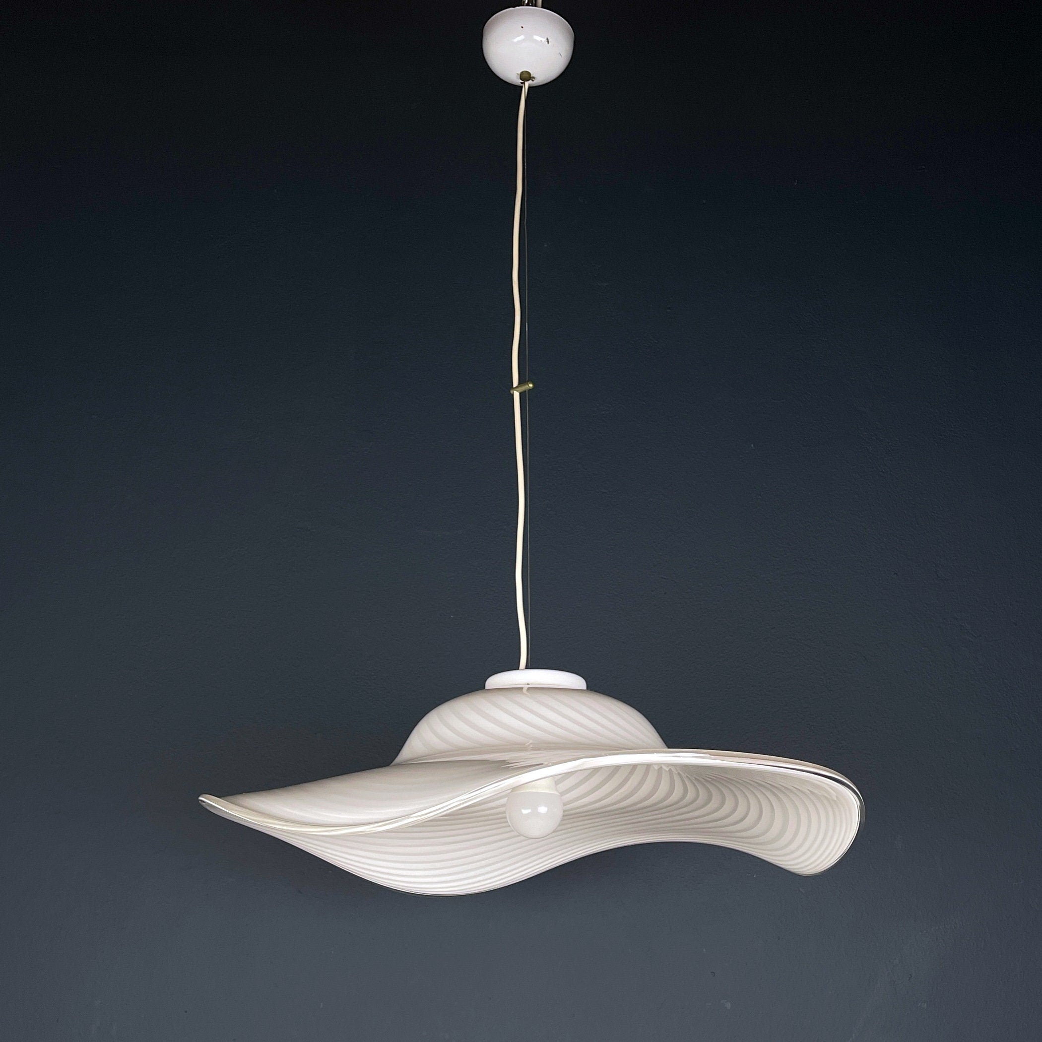 Vintage Swirl Murano Glass Chandelier - Italian Mid-Century Lighting