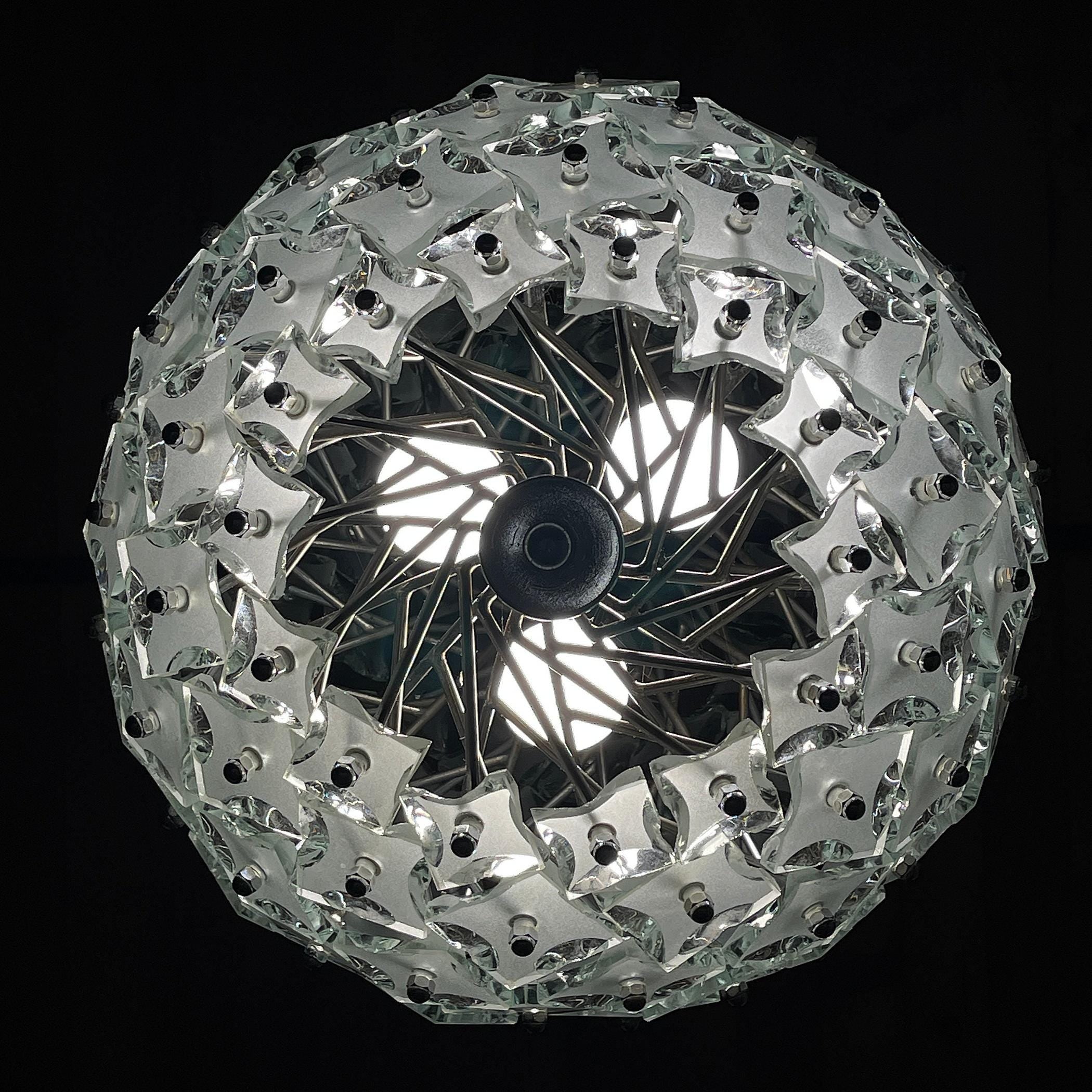 Vintage chandelier Sputnik by Fontana Arte, Italy 1960s, mid-century Italian modern