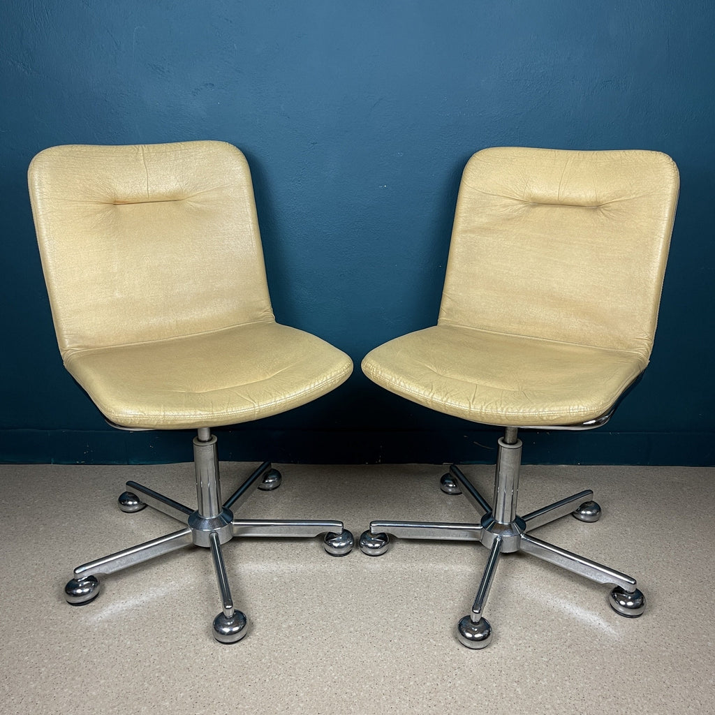 Vintage Italian Desk Chairs - 1970s Mid-Century Modern Style - Set of 2