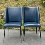 Vintage blue dining chairs, Italy 1950s, Mid-century modern, Set of 2