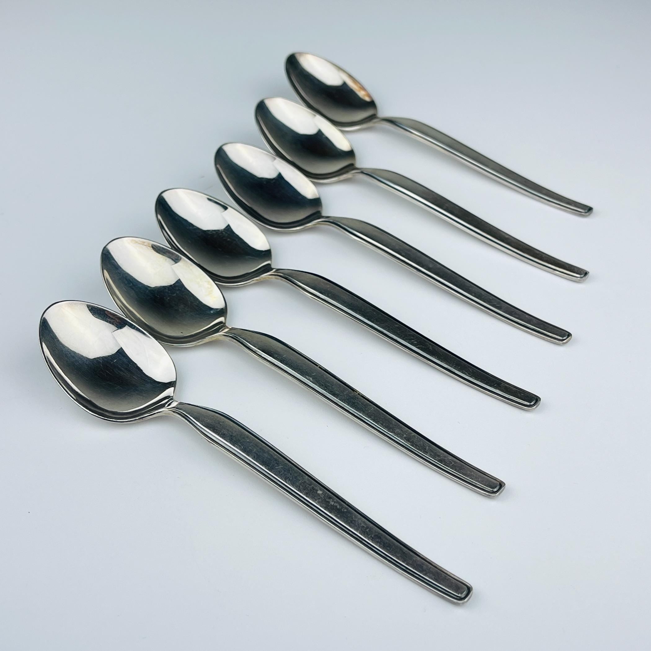 Vintage classic silver plate teaspoons by Paul Wirths, Solingen, Germany, 1950s, Set of 6