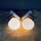 Pair of mid-century white sconces Targetti Sankey Italy 1960s Retro wall lamps space age