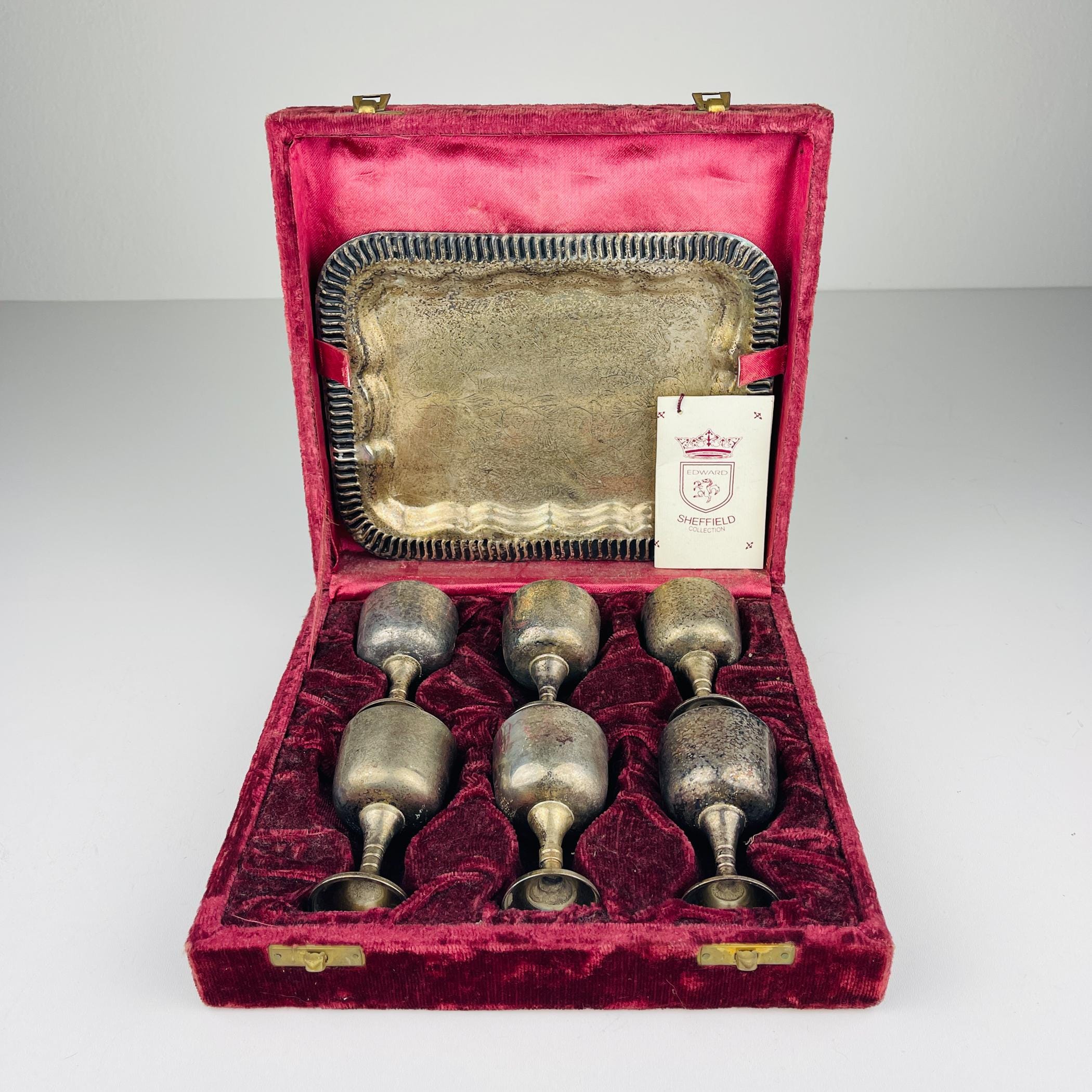 Antique Silver Plate Glass Set: Sheffield Edward Collection, England 1890s