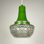 Mid-century green pendant lamp by Targetti Sankey, Italy 1960s, Vintage Italian lighting Space Age