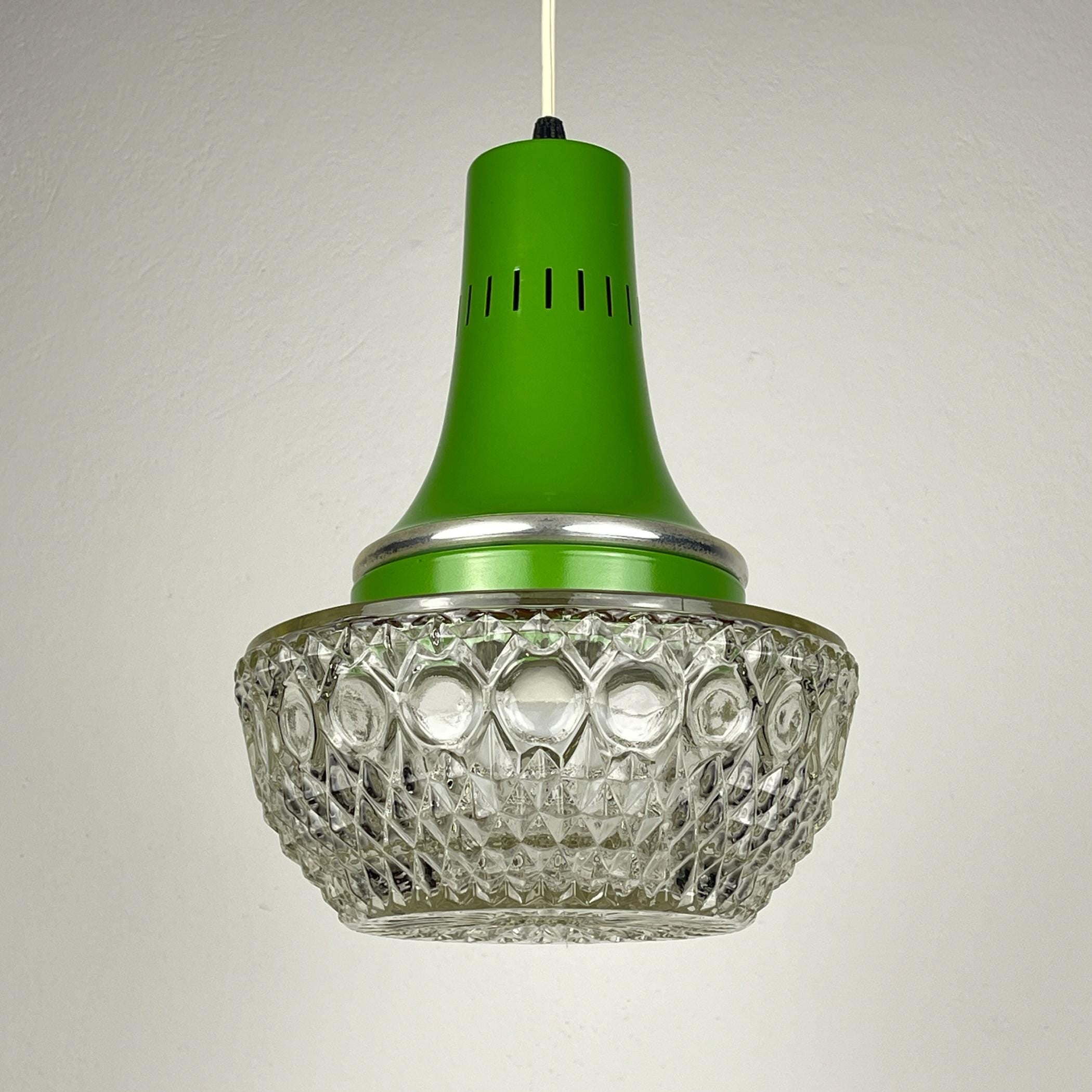 Mid-century green pendant lamp by Targetti Sankey, Italy 1960s, Vintage Italian lighting Space Age