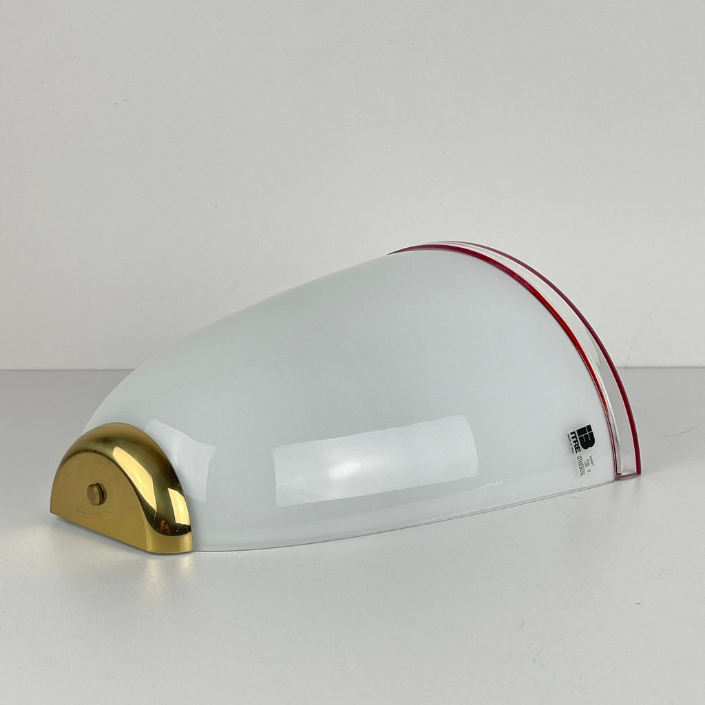 Vintage white and red murano wall lamp by ITRE, Italy 1980s MCM murano sconce