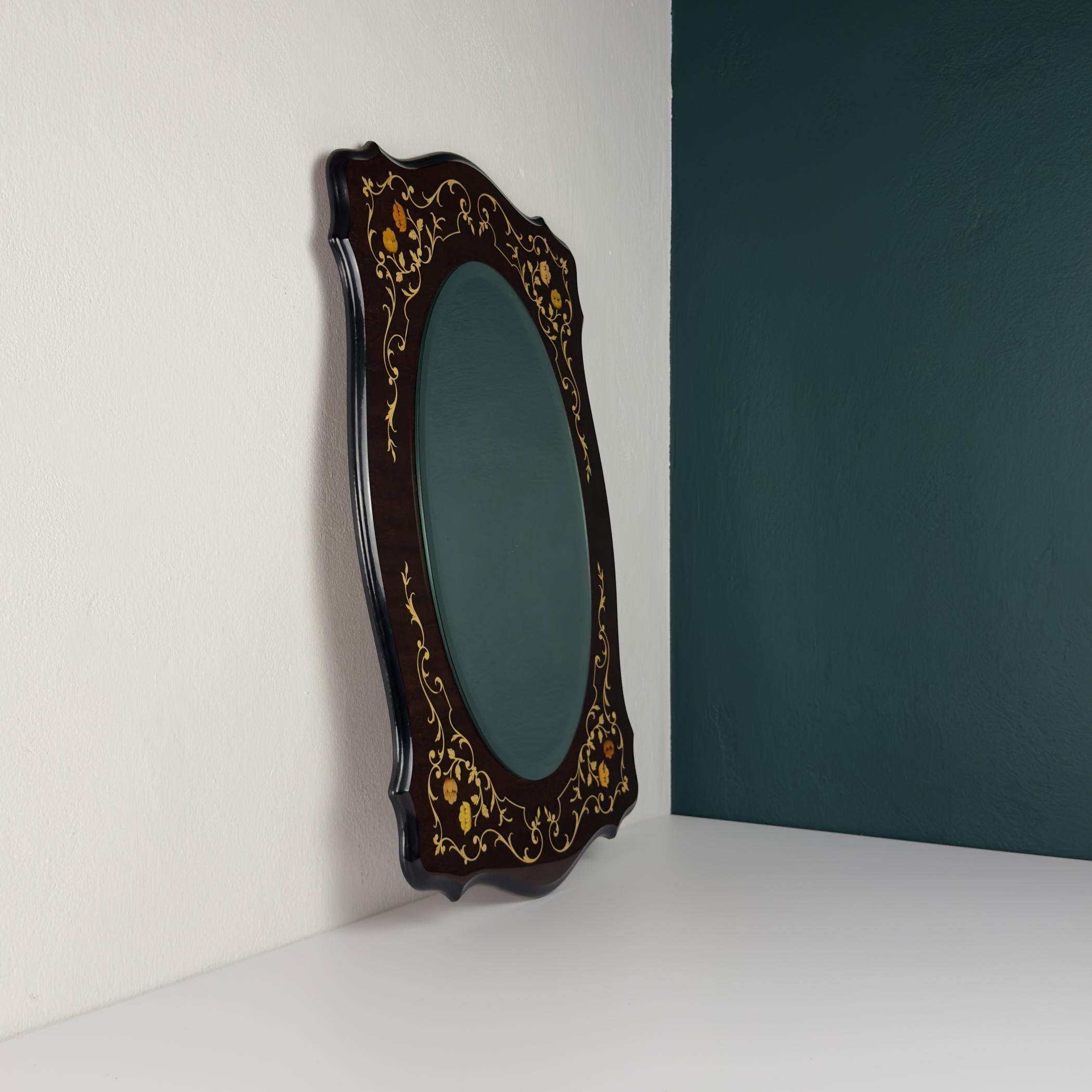 Vintage large wooden mirror, Italy 1970s