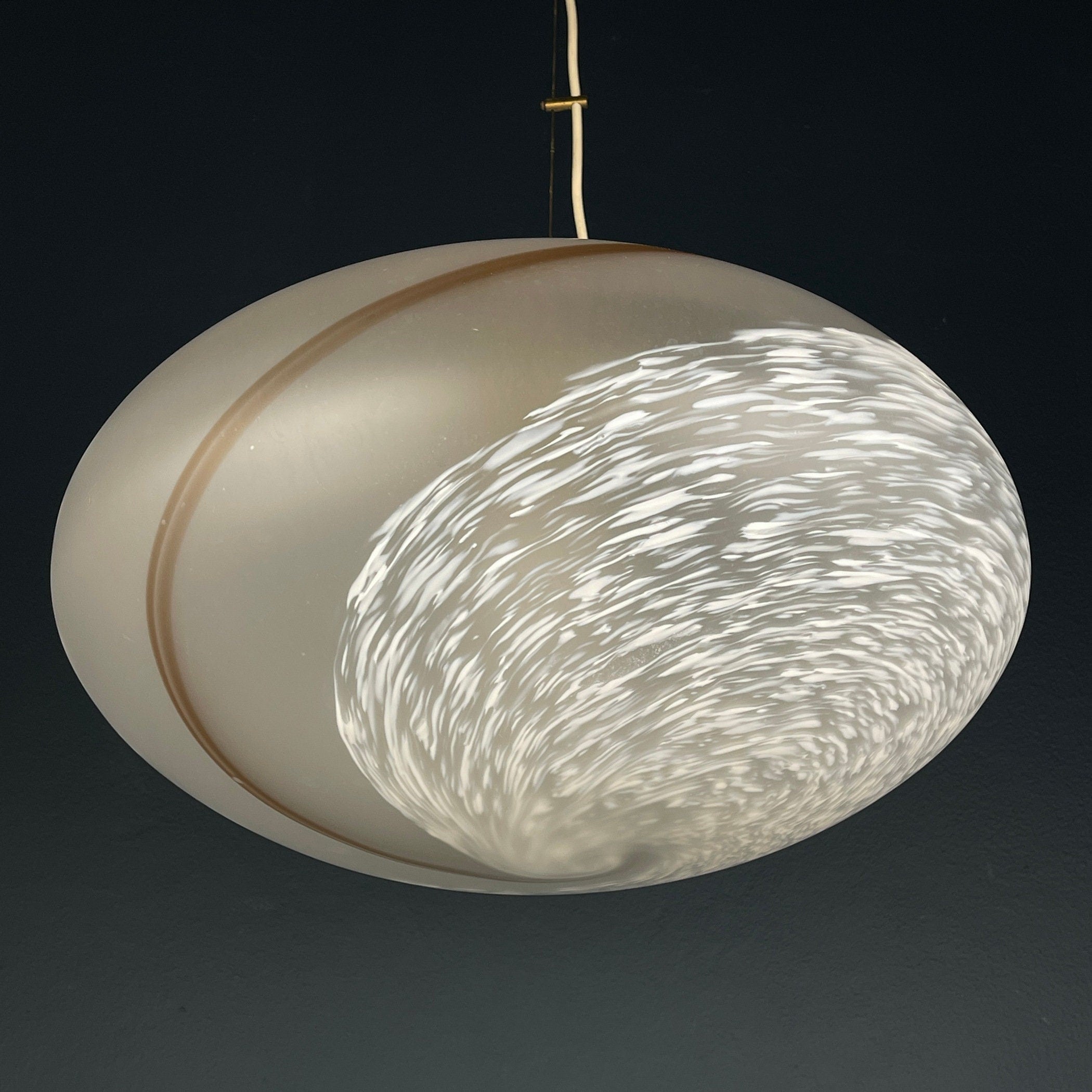 Large swirl murano glass pendant lamp Vetri Murano Italy 1970s