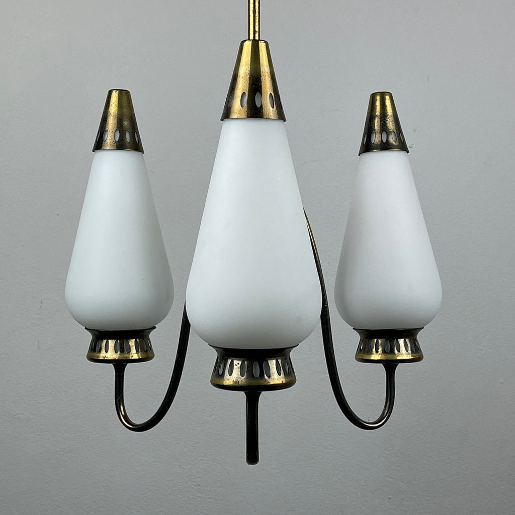 Vintage brass chandelier Italy 1950s Mid-century Art Deco design