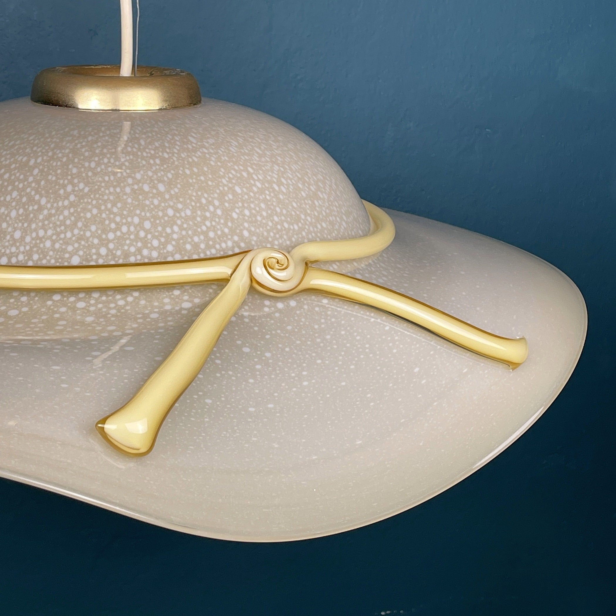 Murano pendant lamp woman's wide-brim-hat Italy 1970s Mid-century italian lighting