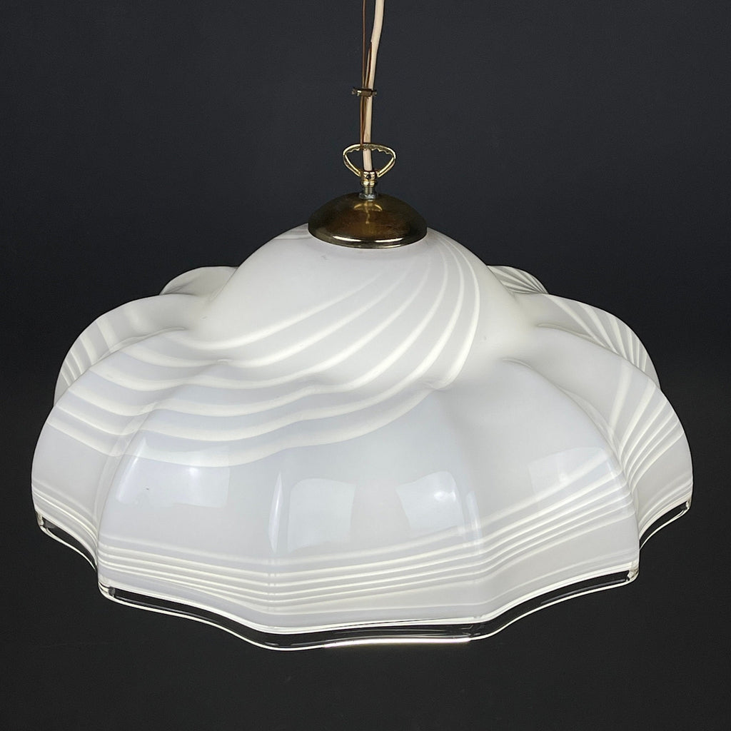Vintage Swirl Murano Glass Pendant Lamp: 1970s Italian Mid-Century Lighting