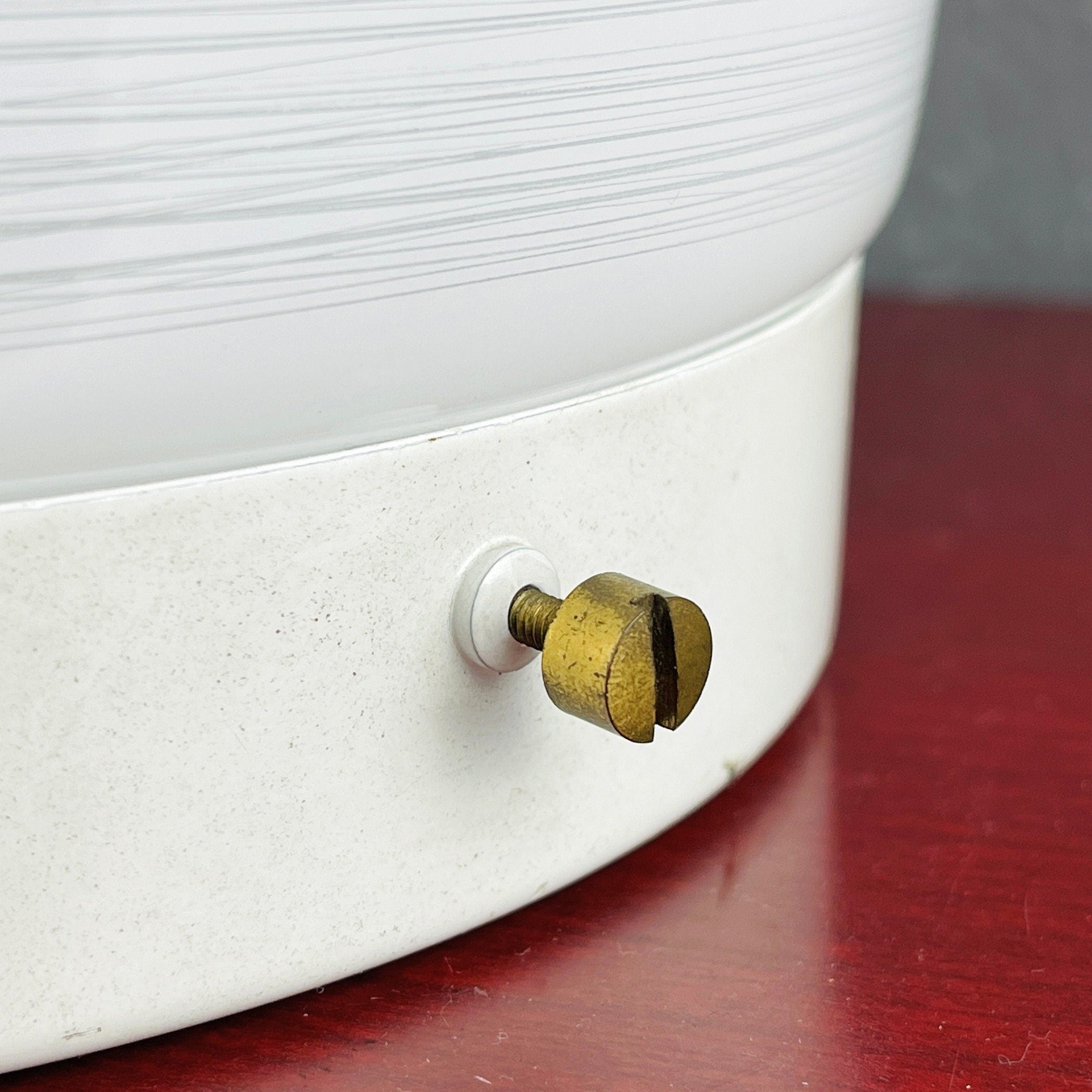 Mid-century white glass ceiling lamp Italy 1970s Retro home decor