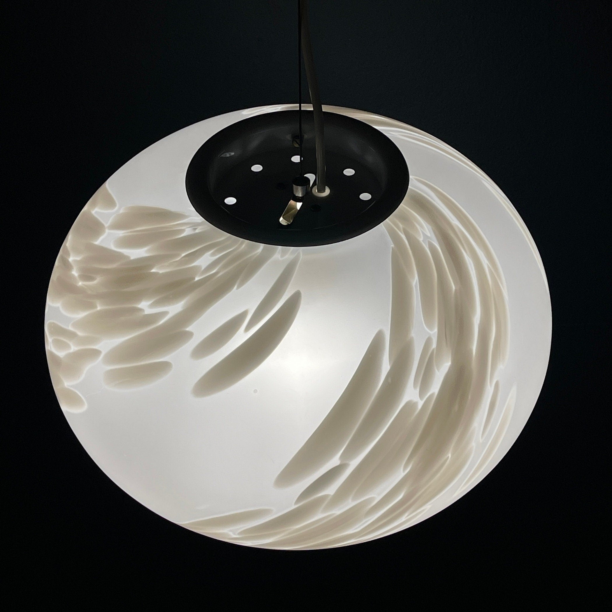 Vintage swirl murano glass pendant lamp Vetri Murano Italy 1970s