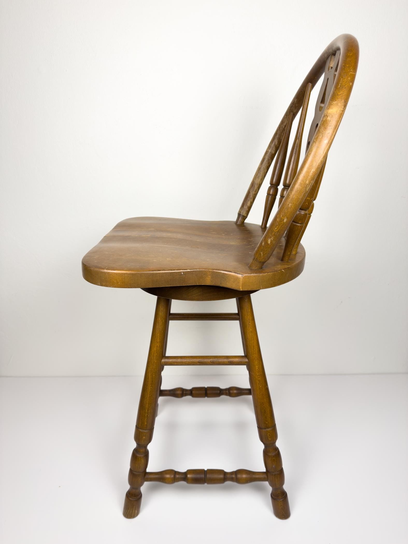 Vintage wooden bar swivel chair, Slovenia 1992