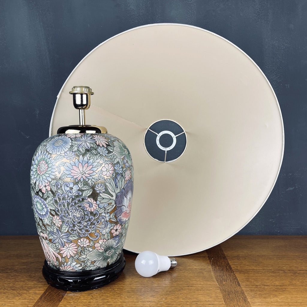 Vintage ceramic table lamp Flower Italy 1970s