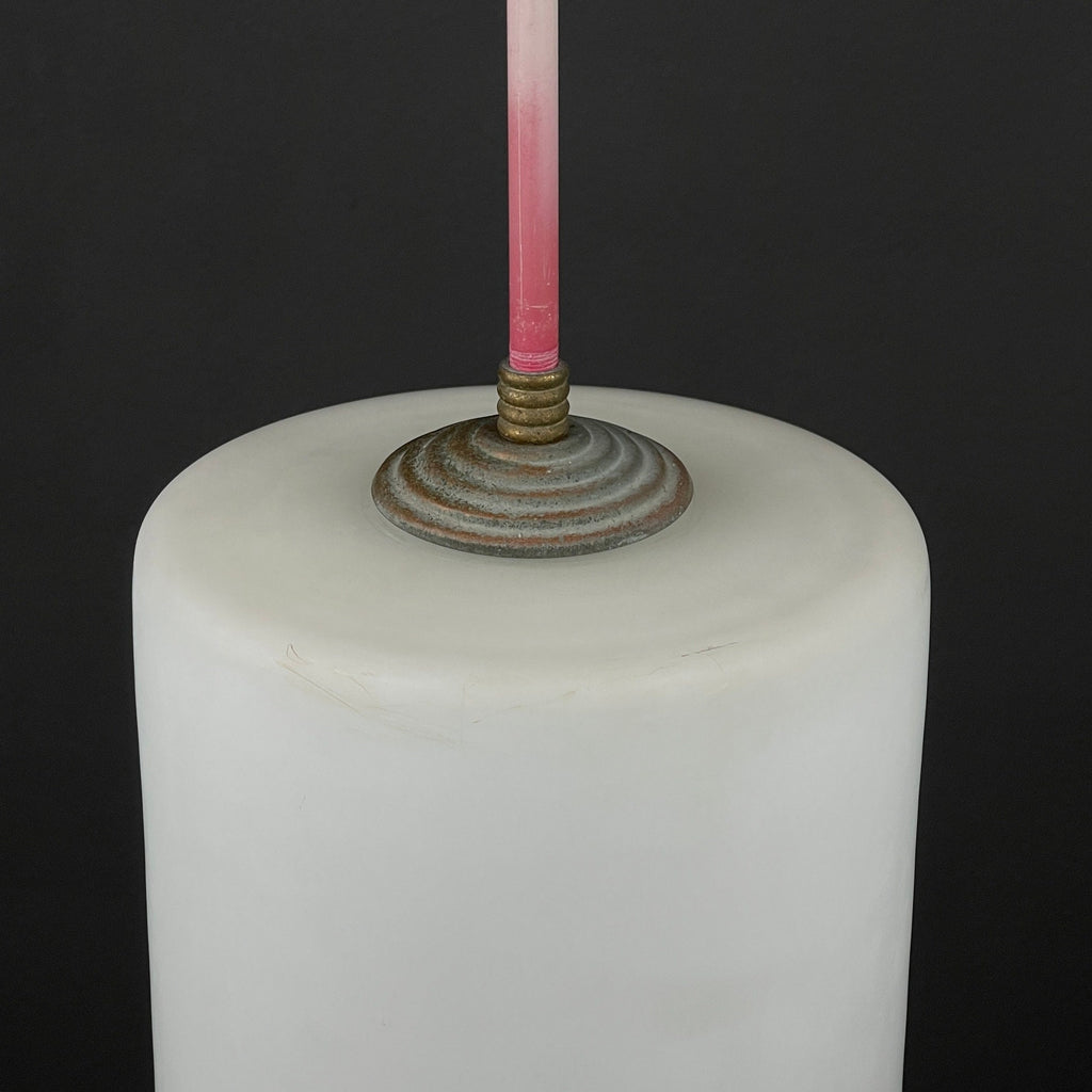 Mid-century opalin glass pendant lamp Italy 1960s Set of 2 Industrial italian lighting