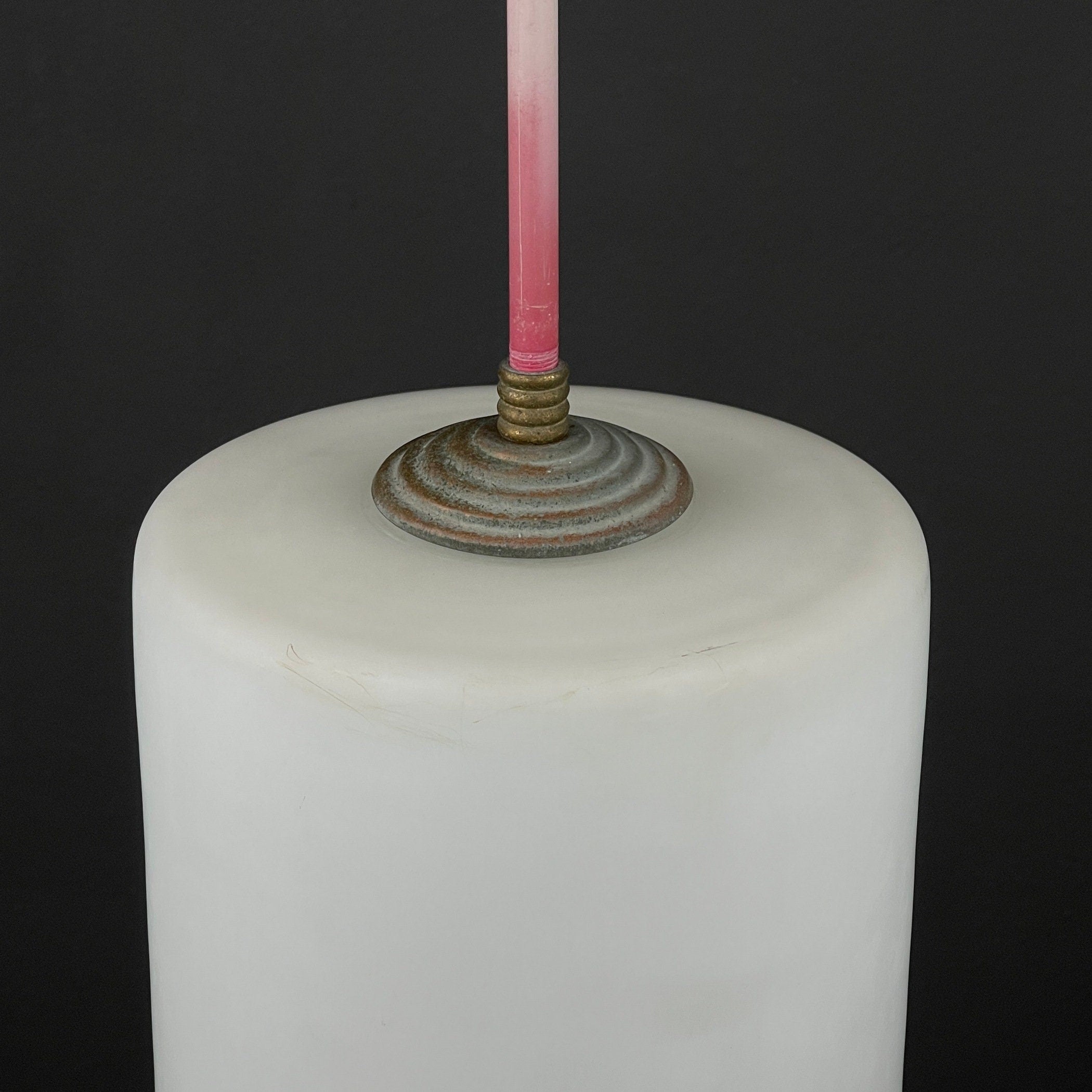 Mid-century opalin glass pendant lamp Italy 1960s Set of 2 Industrial italian lighting