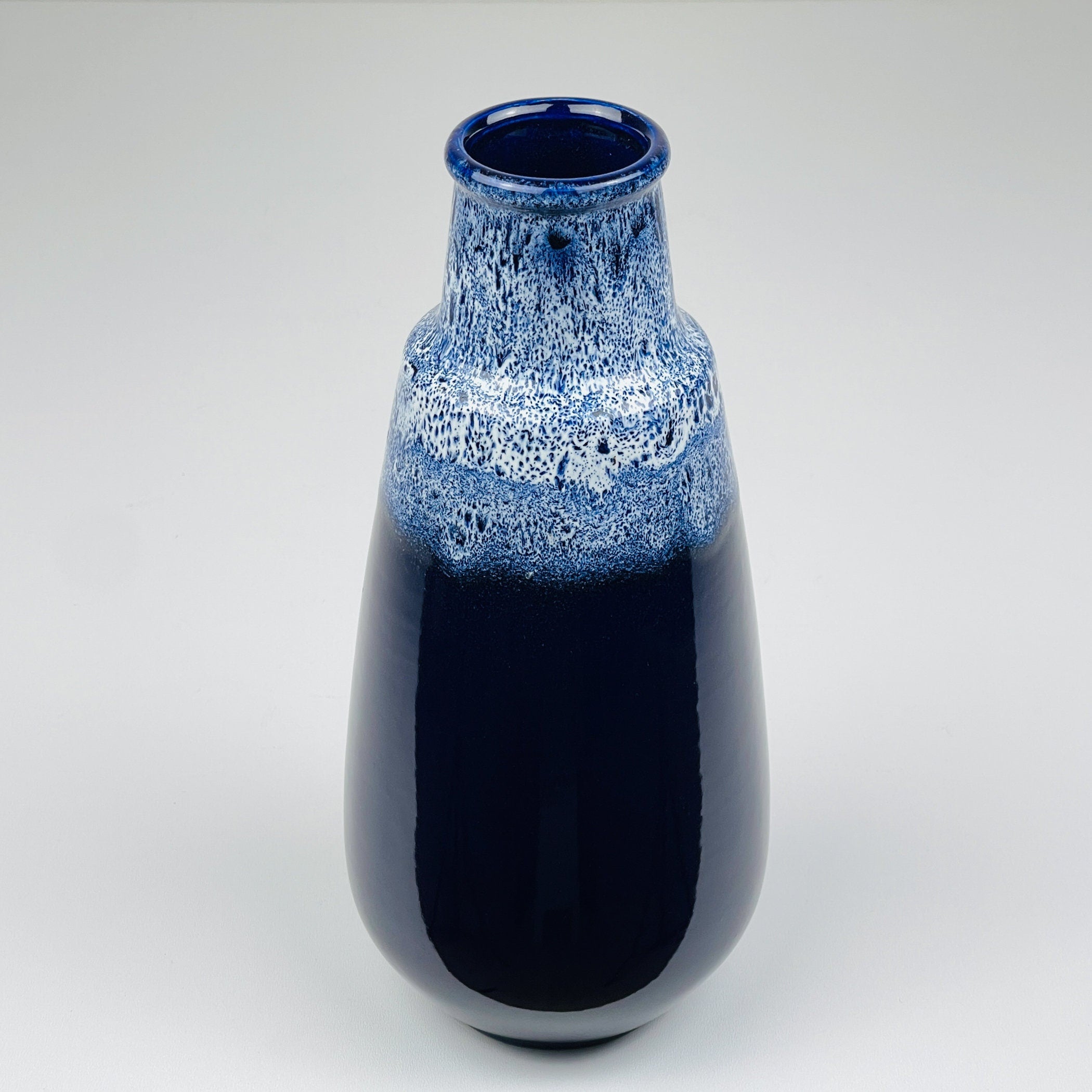 Vintage blue ceramic vase Lava by Jasba, West Germany, 1960s