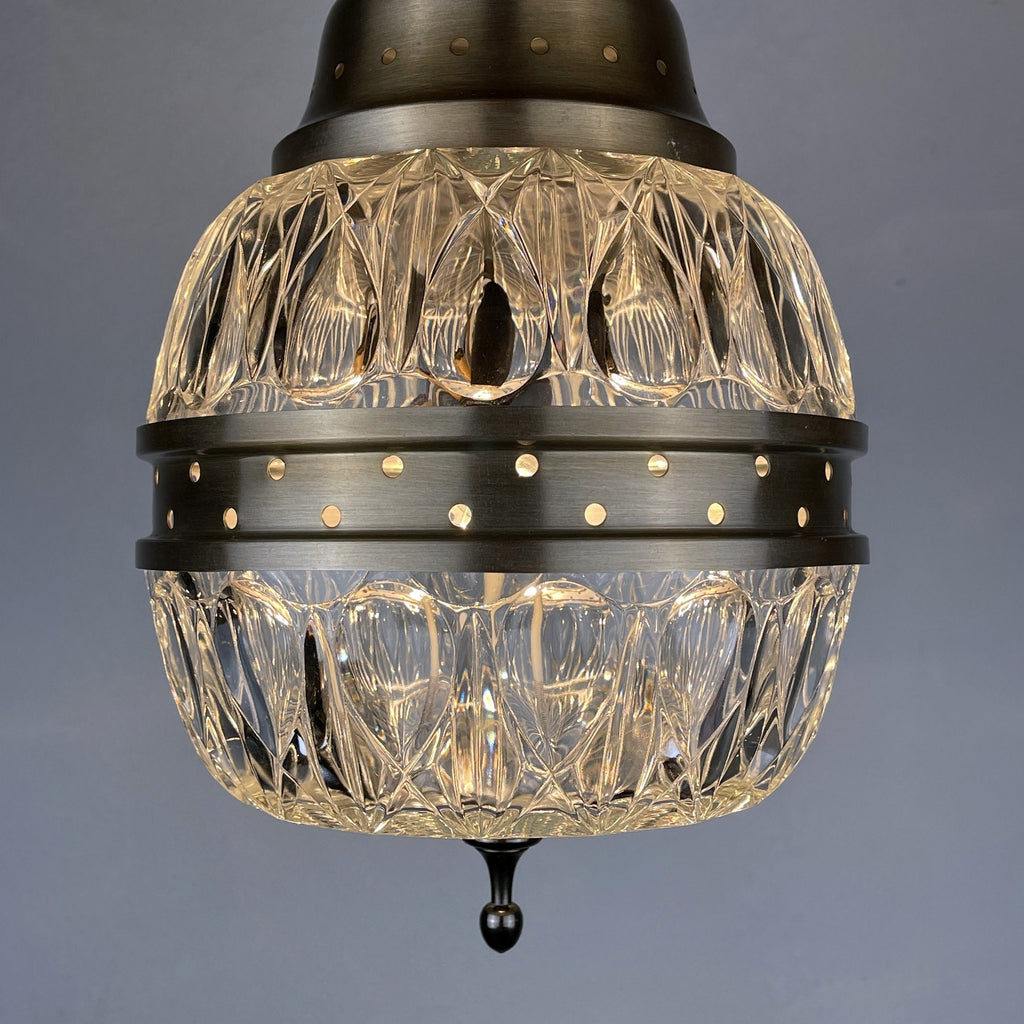 Mid-century glass pendant lamp Italy 1960s Vintage Italian lighting Space Age