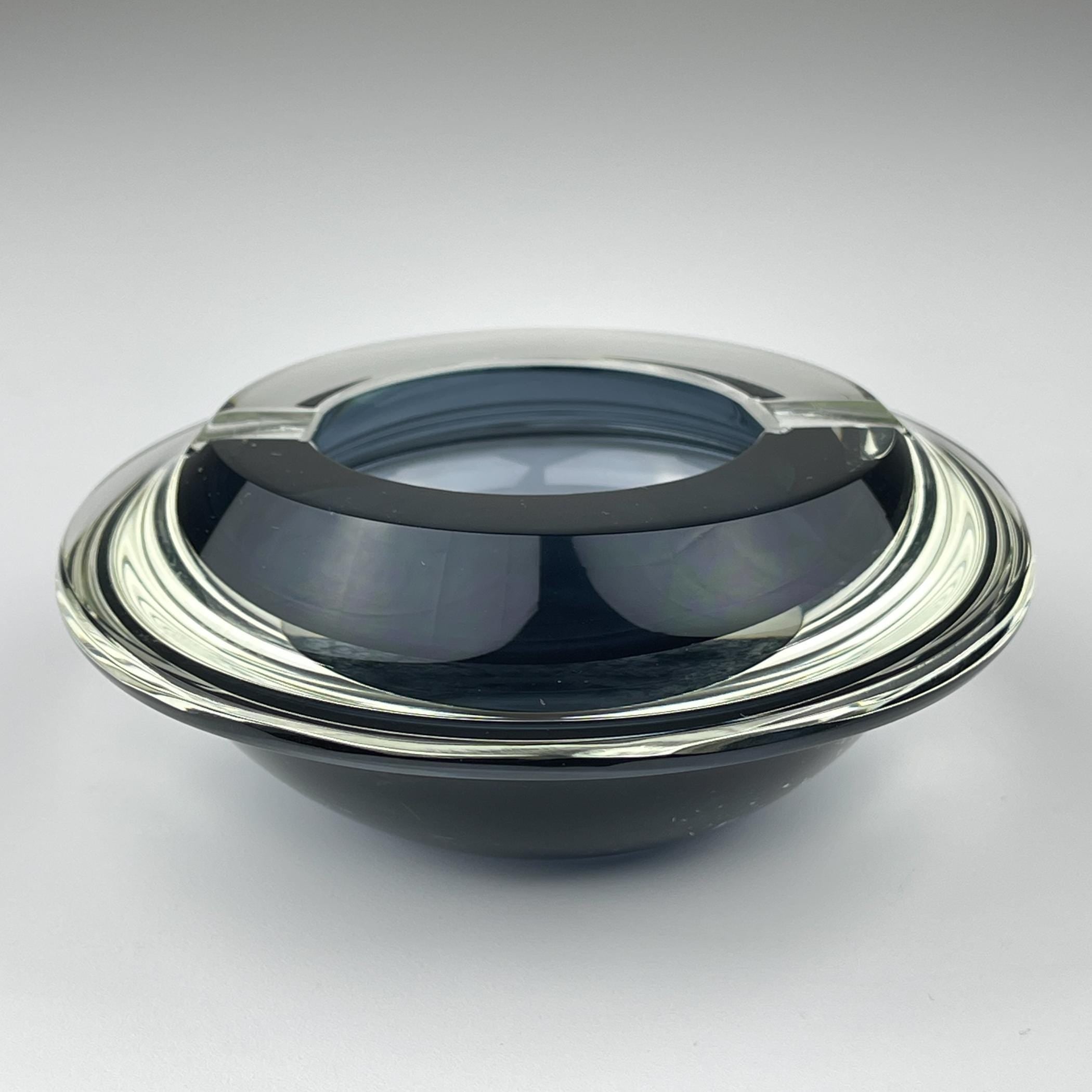 Original blue murano glass ashtray, Italy, 1980s, Vintage Home Decor