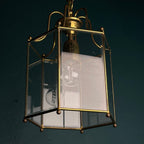 Vintage pendant lamp Italy '60s Brass Polished Glass Retro lighting