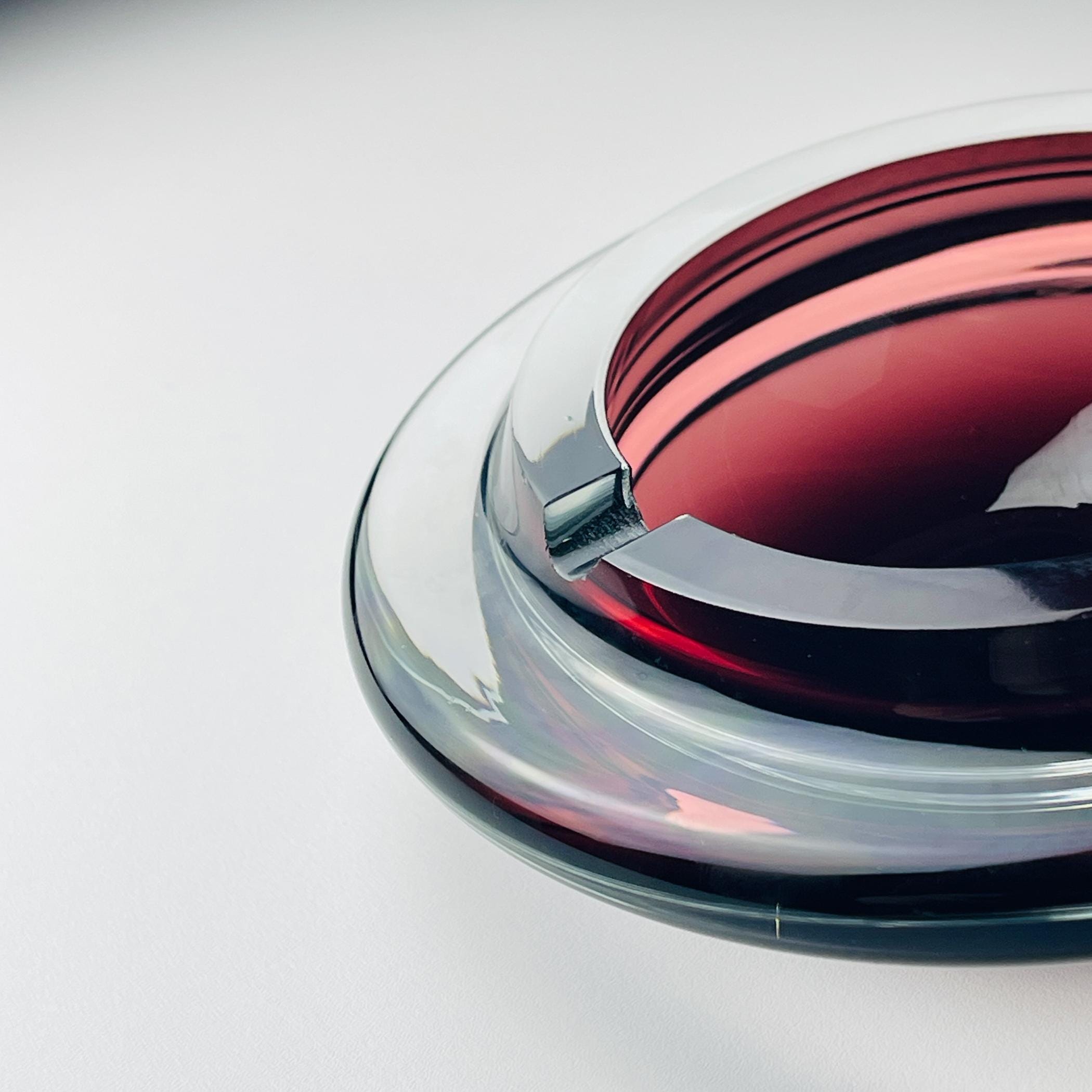 Original bordo murano glass ashtray, Italy, 1980s, Vintage Home Decor