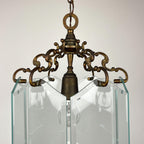 Vintage bronze pendant lamp, in style of Pietro Chiesa For Fontana Arte, Italy, 1950s