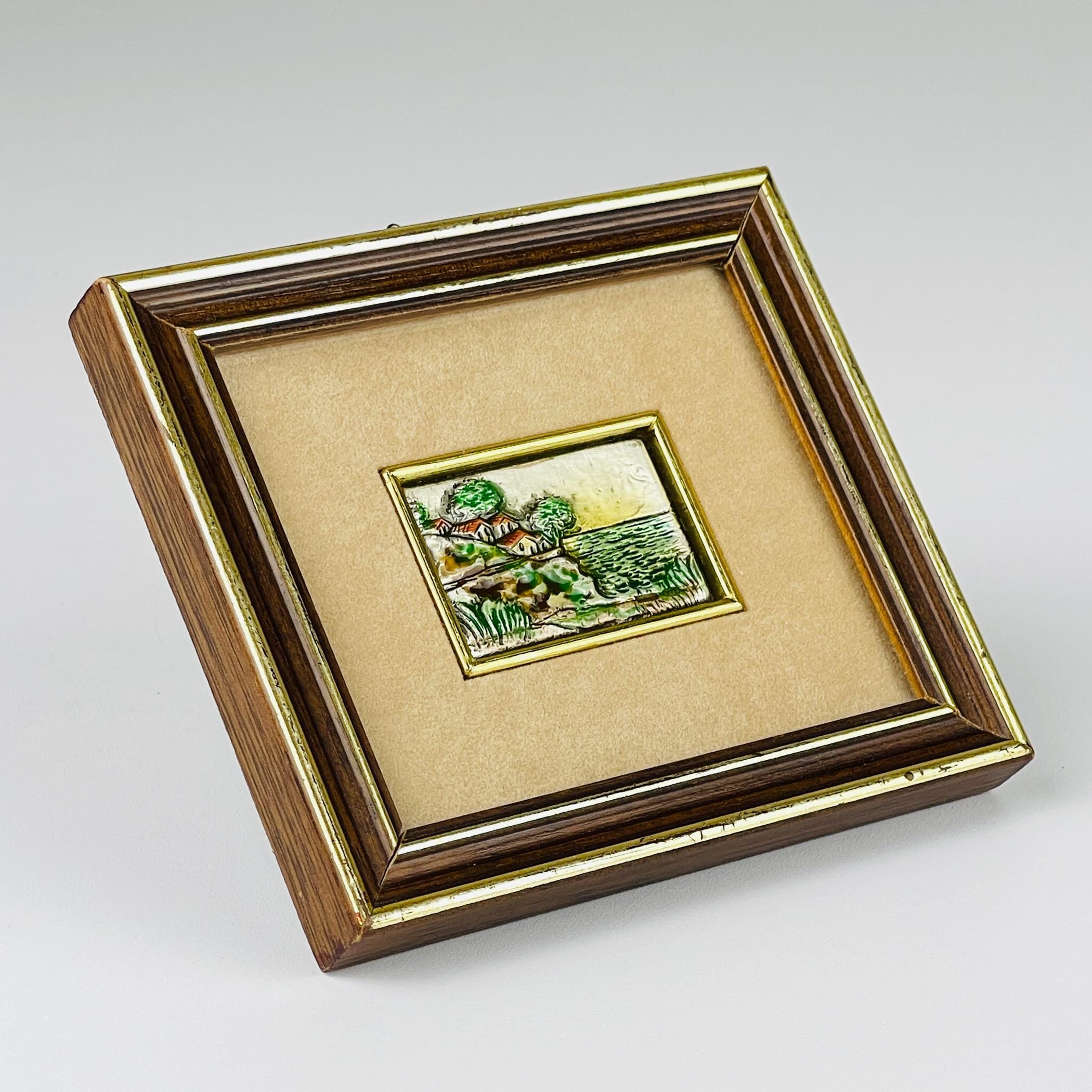 Vintage Pressed Art Framed, Italy, 1970s, Vintage home decor