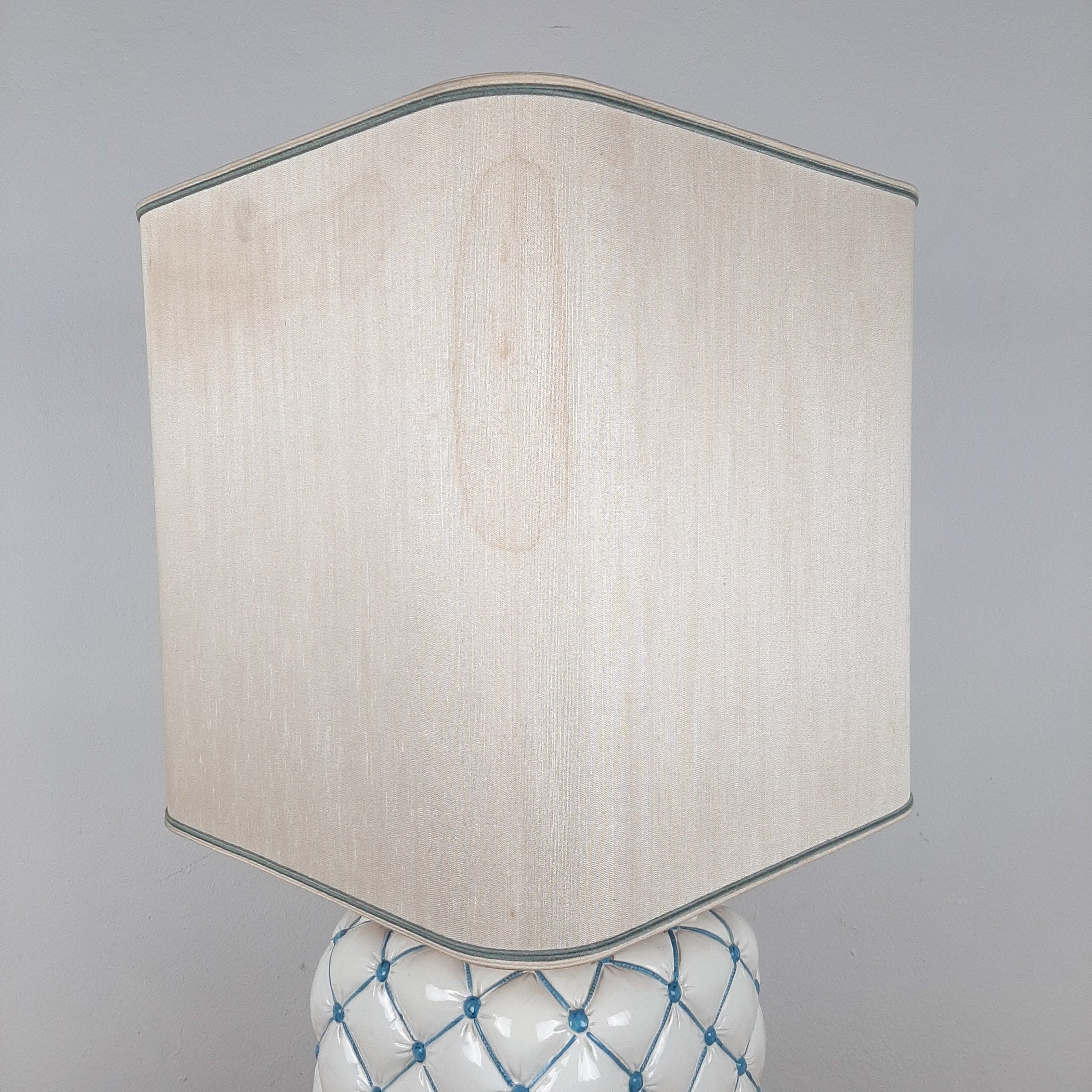 Vintage ceramic table lamp Italy 1960s Pillow lamp quilt nightlamp Retro home lighting