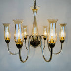 Vintage amber murano chandelier De Majo Italy 1970s Mid-century italian chandelier 6 bulbs