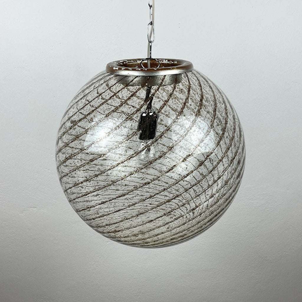 Vintage La Murrina Swirled Murano Glass Pendant Lamp - 1970s Italian Lighting