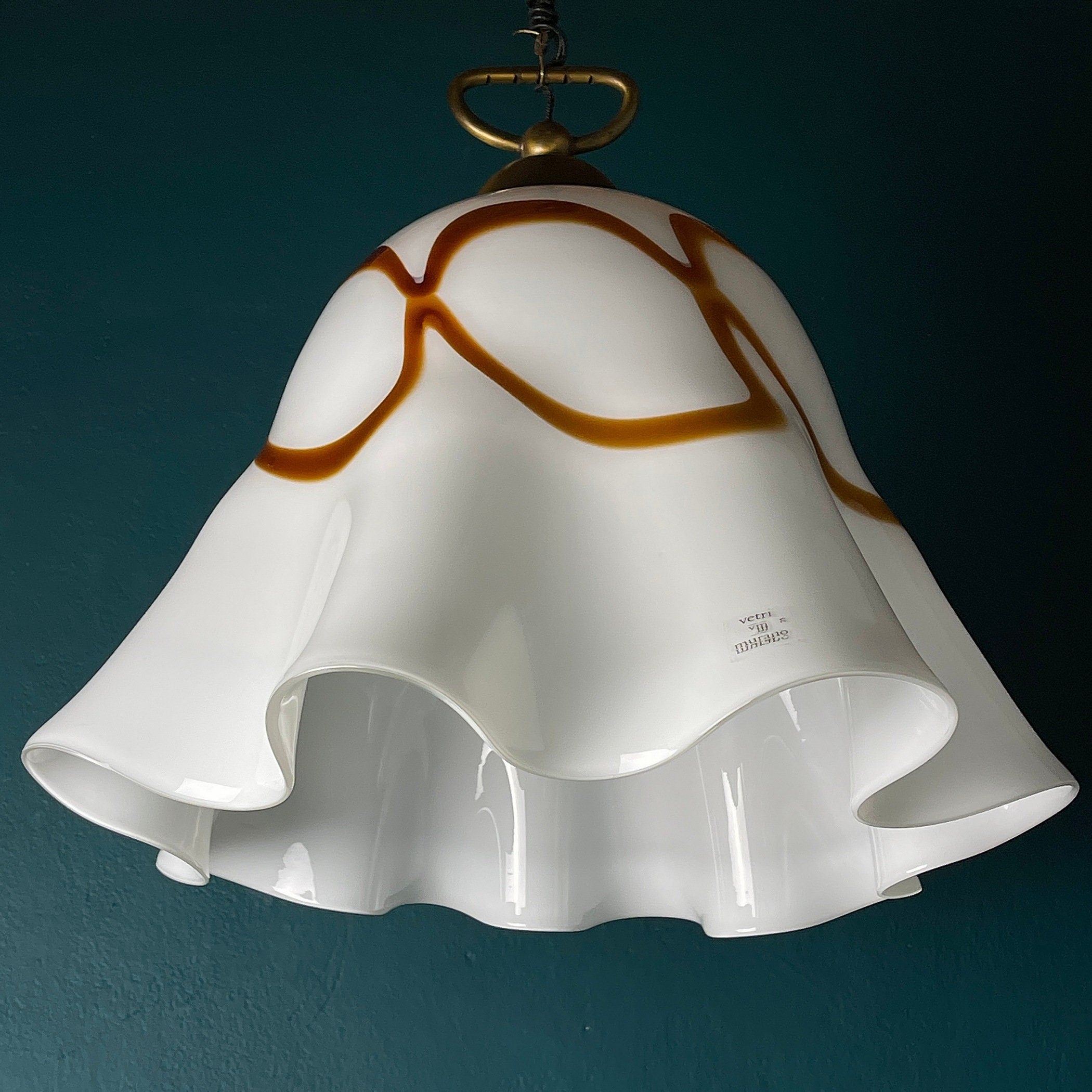 Vintage Fazzoletto Murano Glass Pendant Lamp: Mid-Century Italian Lighting