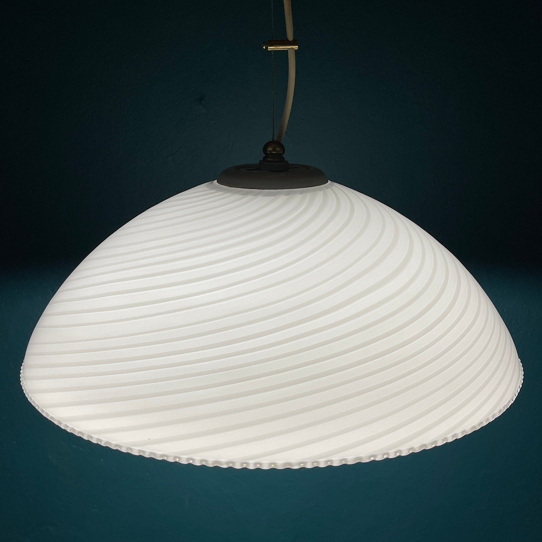 Vintage Swirl Murano Glass Pendant Lamp - 1970s Italian Lighting