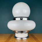Vintage Opaline Glass UFO Lamp: Italian Mid-Century Modern Lighting