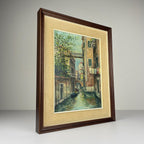 Venice Canal Original Vintage Oil Painting, Italy, 1960s, Signed, Framed