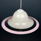 Murano glass white and pink pendant lamp Italy 1970s Mid-century lighting ceiling lamp