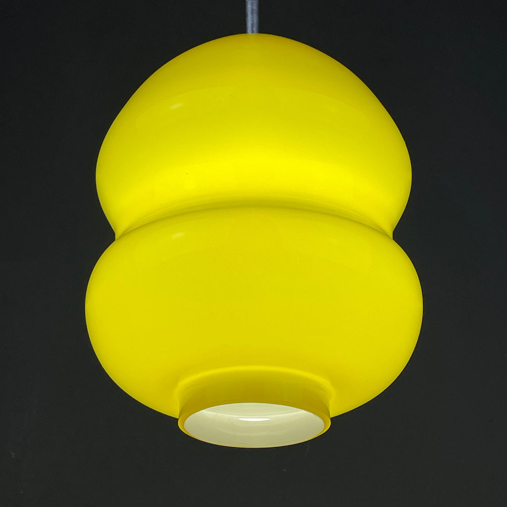 Mid-century yellow glass pendant lamp Yugoslavia 1970s Retro lighting Space age