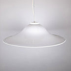 XL Mid-century white murano glass pendant lamp Italy 1970s Retro lighting Space age