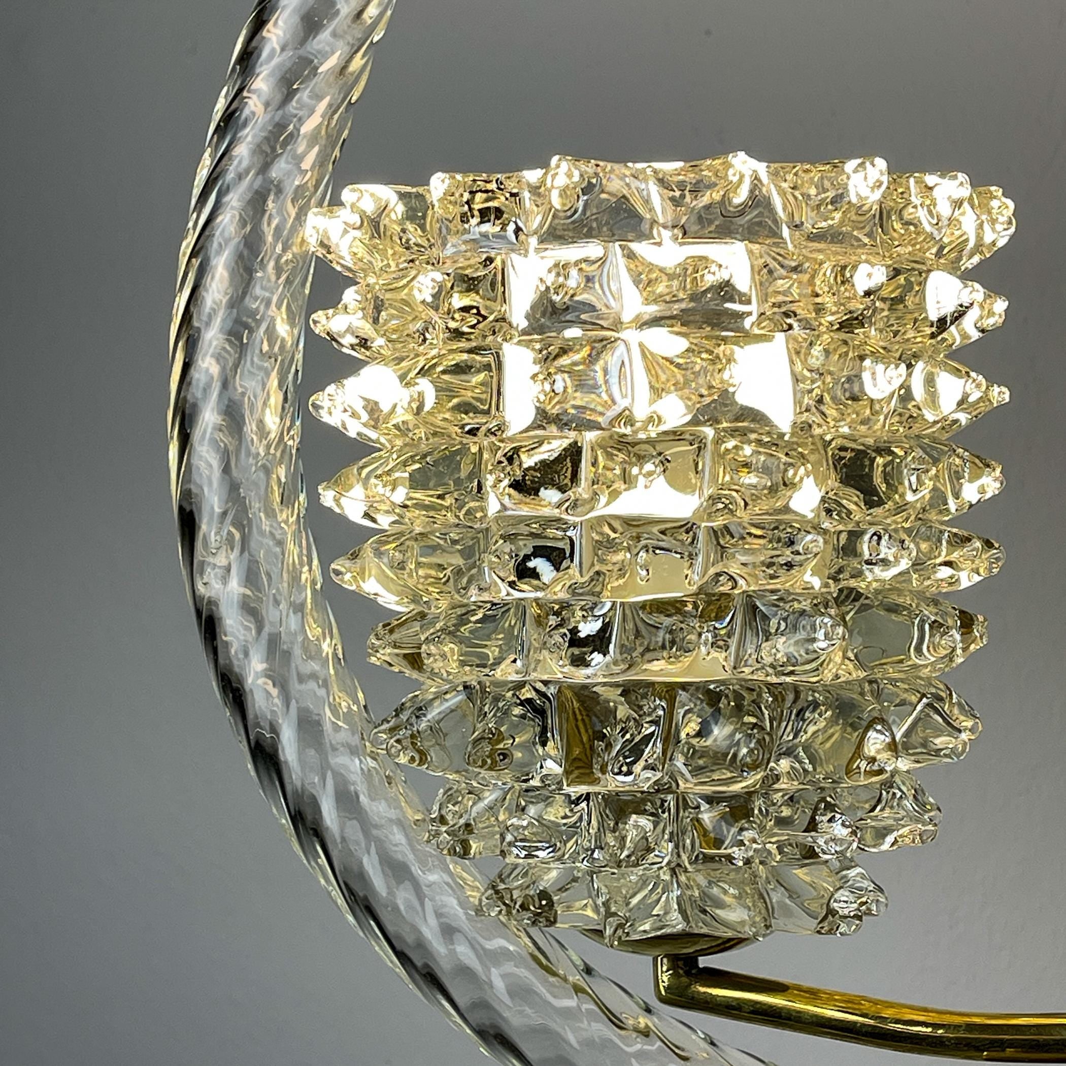 Vintage Murano Lyre Chandelier by Barovier & Toso: Italian Art Deco Lighting