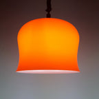 Vintage red glass pendant lamp Italy 1960s space age mid-century lighting