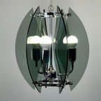 Veca Italian Chandelier: Mid-Century Smoked Glass Pendant Lamp