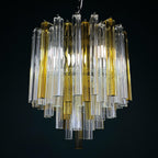 Original cascade Murano glass Crystal Prism Chandelier from Venini, Italy 1970s