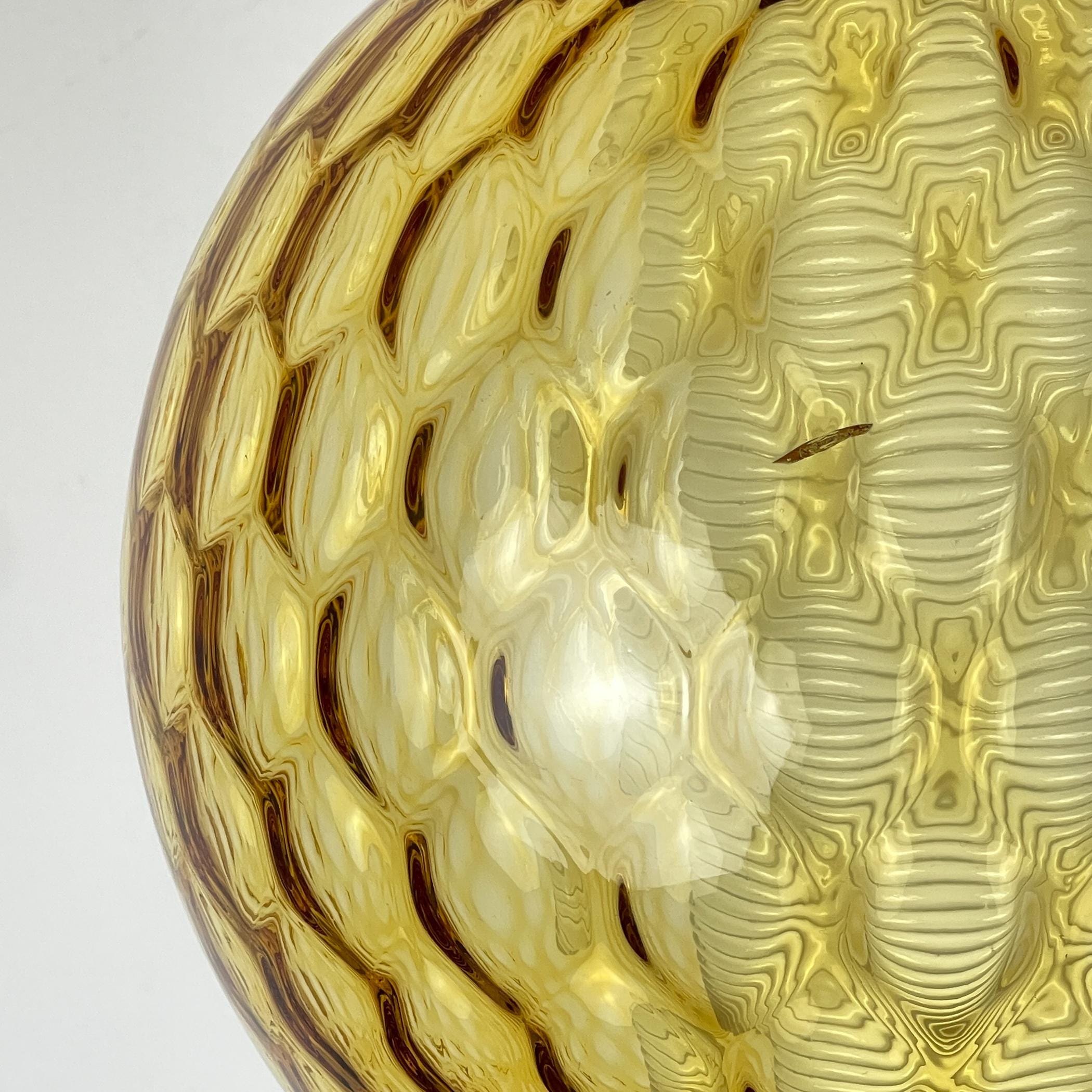 Vintage yelllow murano sphere ball pendant lamp Italy 1970s, Mid-century italian lighting