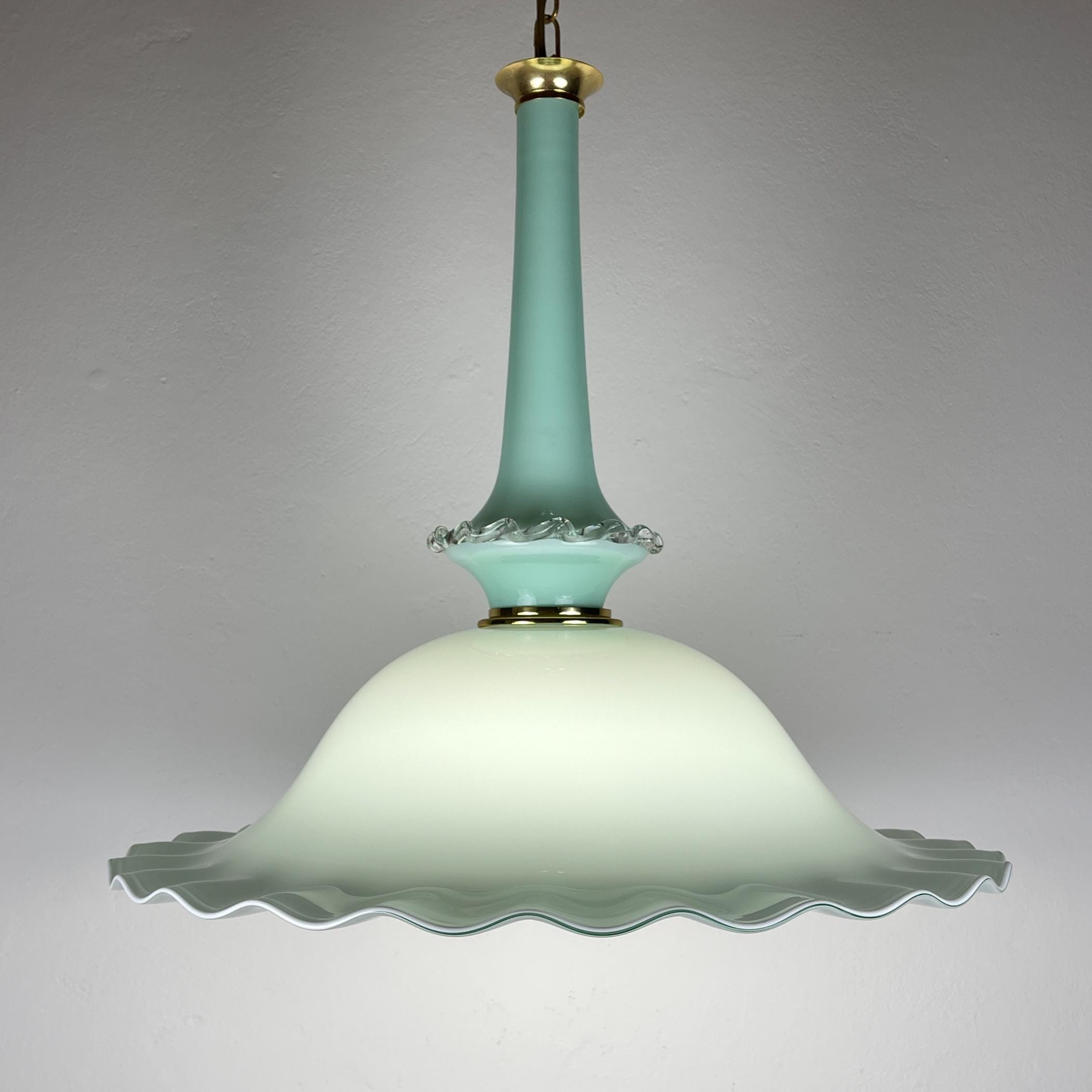 Vintage Murano glass pendant lamp by Venini, Italy 1970s, Mid-century Italian modern
