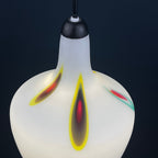 Mid-century multicolor opaline murano glass pendant lamp by Stilnovo Italy 1950s