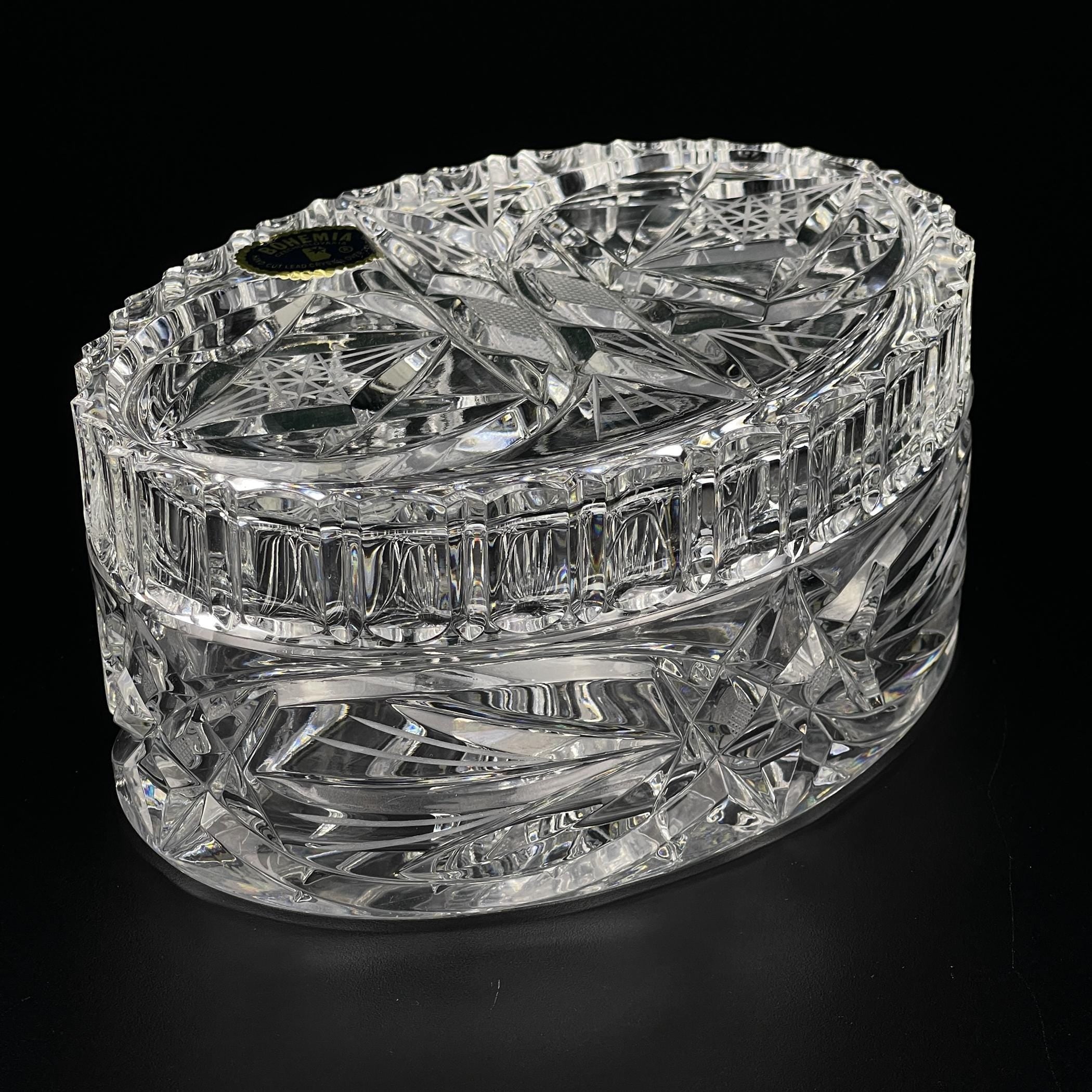 Vintage Bohemian glass candy bowl by Bohemia Crystal, Czechoslovakia, 1970s