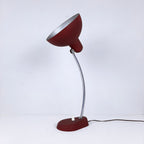 Vintage Burgundy Metal Desk Lamp: Italian Ministerial Lamp, 1950s