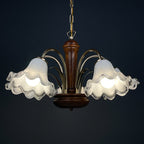 Vintage murano glass and wood chandelier Italy 1970s